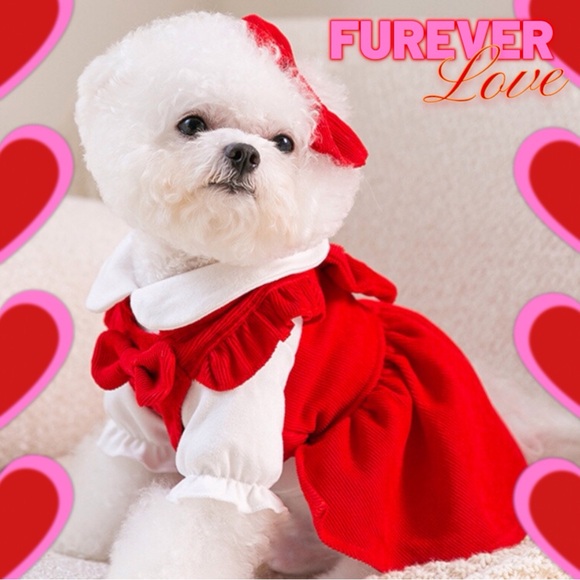 Puppy Corduroy Princess Pinafore Bow Dress with Matching Hair Bow - Picture 8 of 9